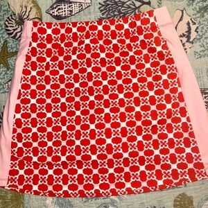 J McLaughlin Catalina Cloth Red/Pink Pattern Mini Skort (Small)